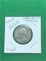 1954-D Washington Silver Quarter DENVER Mint Origl