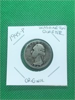 1945-P Washington Silver Quarter Original
