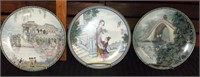 3 Decorative Japanese Plates on Stands