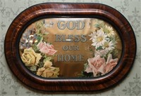 "God Bless our Home" Print in Convex Glass