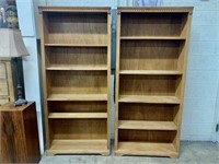 Qty (2) Tall Wood 5-Shelf Book Shelves