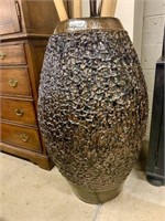 Large Textured Ceramic 41" Tall Vase & Bamboo