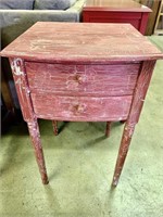 Small 2-Drawer Red Crackle Painted Side Table
