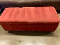 Red Microfiber Storage Ottoman