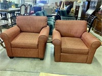 Qty (2) Rust Colored Upholstered Lounge Chairs