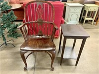 Wood Chair & Small Wood Side Table