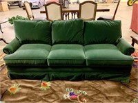 Vintage Green Velvet Sleeper Sofa & Swivel Chair