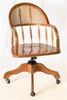 Contemporary Oak Firehouse Style Swivel Desk Chair