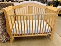Wood Baby Crib & Mattress