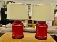 (2) Red Ceramic Lamps