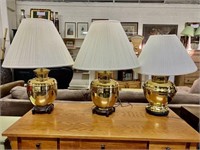 (3) Large Brass Lamps