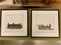 Set of Two Locomotive Framed Art