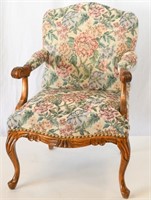 Vintage Arm Chair with Exposed Wood Frame