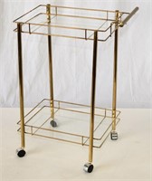Contemporary Brass Frame Bar/Tea Cart