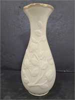 Ivory rose relief porcelain vase