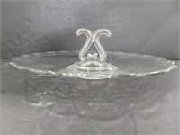 Glass serving tray with glass handle