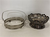 Pair of silver toned filigree serving dishes