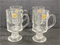 New Princess House etched glass Irish coffee cups