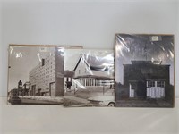 Three photos of buildings