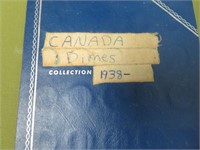 Canadian Dime Book w/29 Dimes