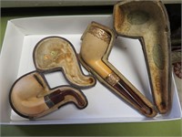2 Smoking Pipes w/ Cases (1 w/14kt. bands)