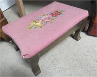 Needlepoint Covered Foot Stool