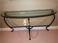 Glass & Cast Metal Sofa Table