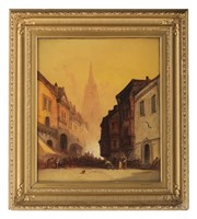 Adolphe Bertolle's "Market Place in Old Bruges" Or