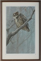 Robert Bateman's "Winter Mist - Great Horned Owl"