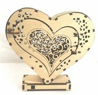 NEW Handmade Detailed Wood Laser Heart Box