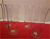 lot of 6 Glass Vases 9 1/4" high
