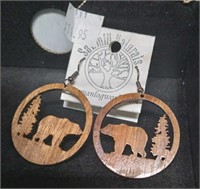 Hand made Lazer cut Bear earrings