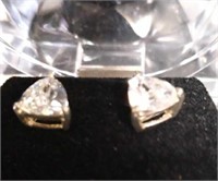 Sterling silver diamond shaped Moissanita earrings