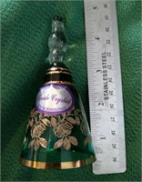 Green Ofnah Crystal bell from Czechoslovakia