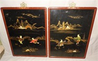 2 Oriental Panel Art 16 1/2" x 22"