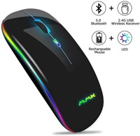 MMK RGB Wireless Mouse, Black - Slim 2.4G Portable