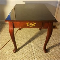 Dark Wood END TABLE # 2, Pull Out Drawer, 2 Pics