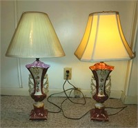 2 MATCHING TABLE LAMPS & Shades, 6 Pics