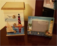 LIGHTHOUSE Picture Frame & 2 Drawer Jewelry Box