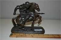 Antique Bronze Statue Horse & King 7"hx8"w base