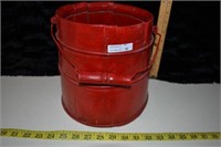 Antique red painted wooden bucket