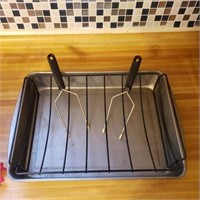 ROASTING PAN with Rack & Prongs, 2 Pics