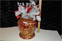 10" vase with xmas flowers