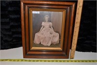 Antique shadow box girl in pink dress