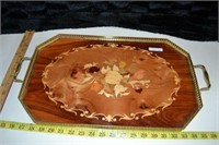 Vintage Cedar inlaid tray made in Italy