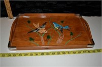 Hand painted vintage tray with birds