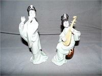 2 Porcelain Oriental Figures 3" x 7"