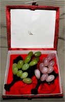 Vintage Carved Jade Grapes In Box