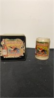 Anheuser Busch beer stein mug  with tin