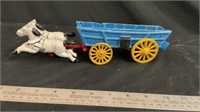 11” cast iron horse and trailer